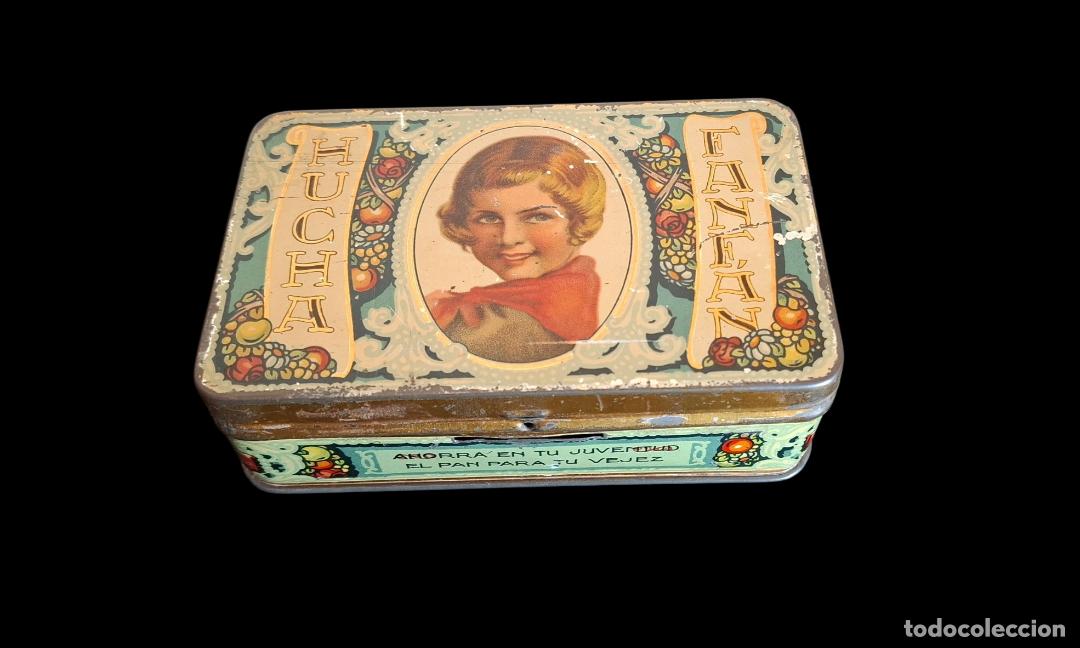 Cajas y cajitas met&aacute;licas: (LA-260508)LATA LITOGRAFIADA hucha Fanfan de hojalata, caramelo 2 pesetas.