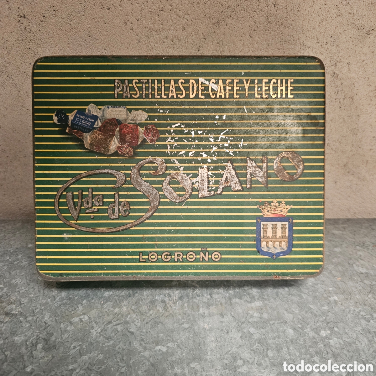 Cajas y cajitas met&aacute;licas: Caja de lata, pastillas de caf&eacute; y leche. Viuda. de Solano, Logro&ntilde;o