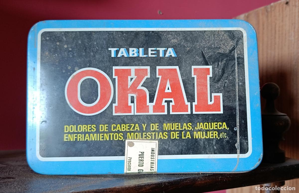 Cajas y cajitas met&aacute;licas: CAJA HOJALATA TABLETA OKAL. DOLORES DE CABEZA Y MUELAS, MOLESTIAS DE LA MUJER