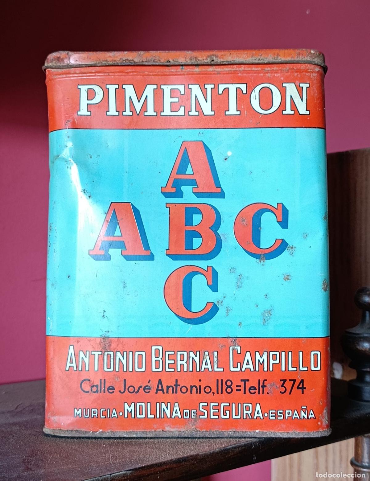 Cajas y cajitas met&aacute;licas: CAJA HOJALATA PIMENTON ABC. ANTONIO BERNAL CAMPILLO, MOLINA DE SEGURA, MURCIA