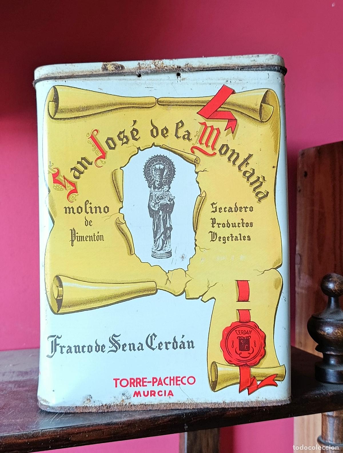 Cajas y cajitas met&aacute;licas: CAJA HOJALATA PIMENTON SAN JOS&Eacute; DE LA MONTA&Ntilde;A. FRANCO DE SENA CERD&Aacute;N, TORRE PACHECO. MURCIA