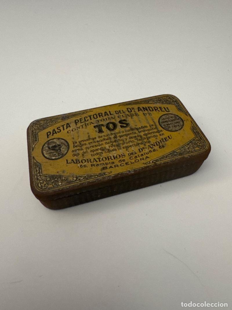 Cajas y cajitas met&aacute;licas: Antigua caja met&aacute;lica de pasta pectoral de &rdquo;Dr. Andreu&rdquo;, Barcelona