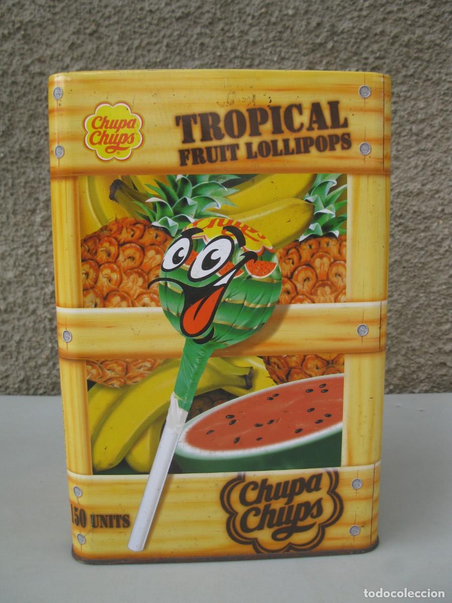 Cajas y cajitas met&aacute;licas: BOTE - LATA - CAJA MET&Aacute;LICA DE CHUPA CHUPS - TROPICAL FRUIT LOLLIPOPS.