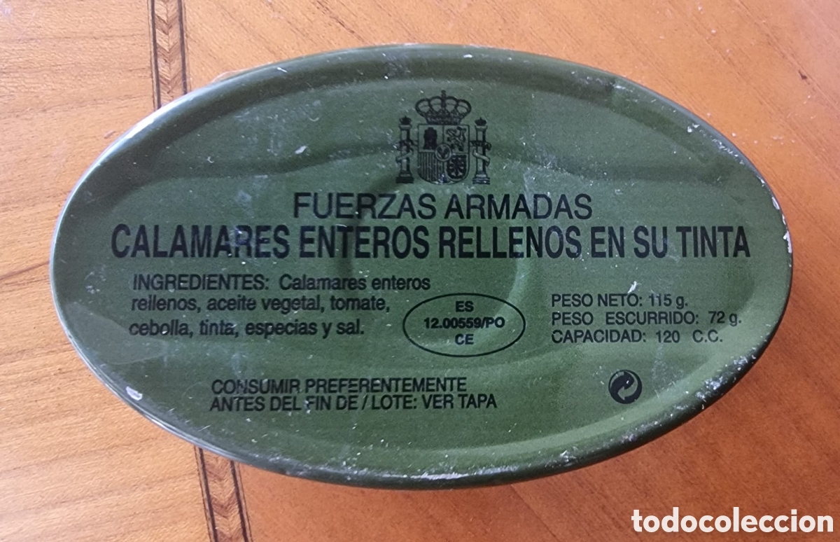Cajas y cajitas met&aacute;licas: Lata calamares Ej&eacute;rcito Tierra original muy rara