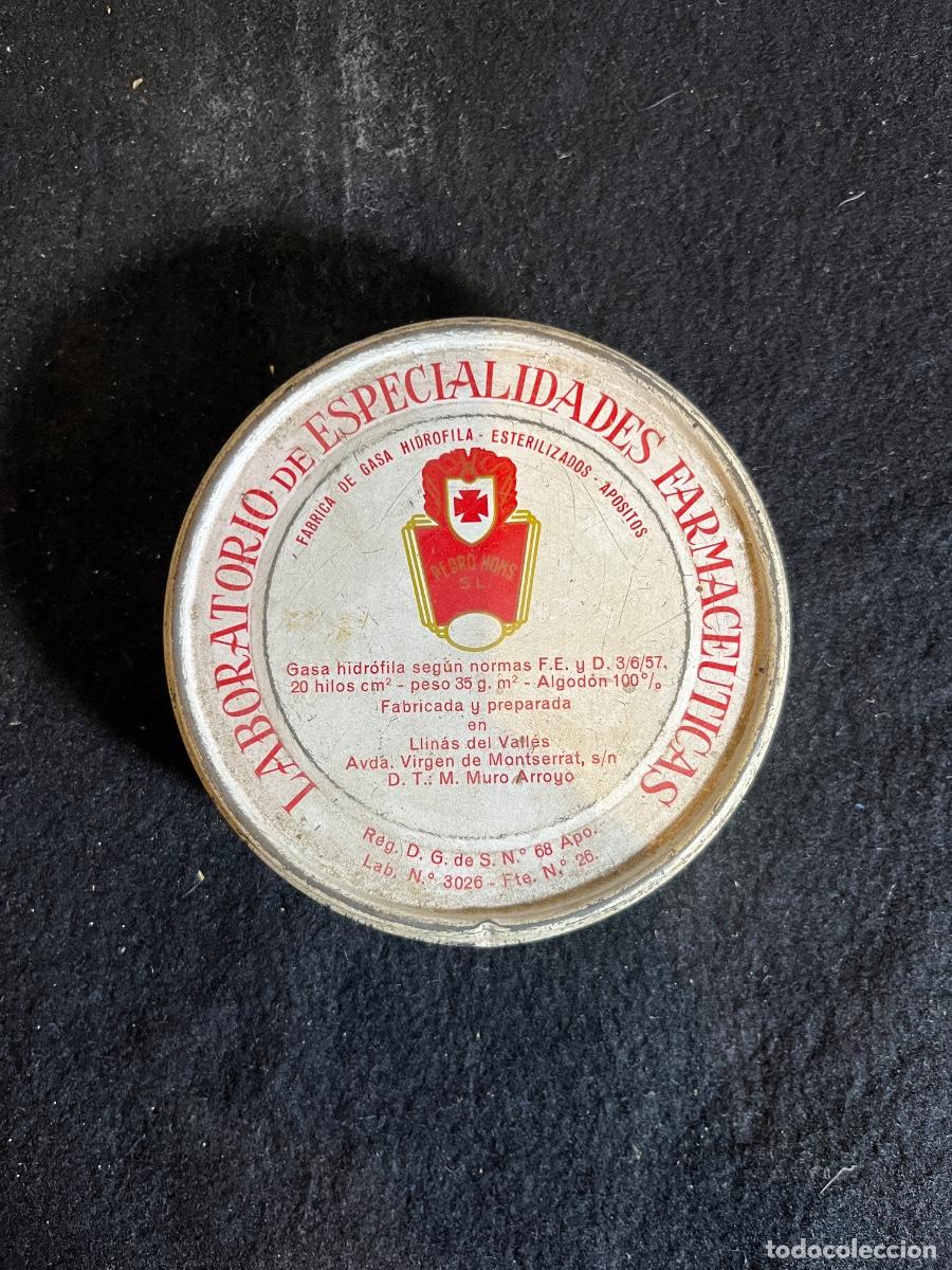 Caixas e caixinhas met&aacute;licas: Antigua Caja Farmacia Pedro Homs Llinars Gasa Esterilizada A&ntilde;os 60 Sello Fiscal