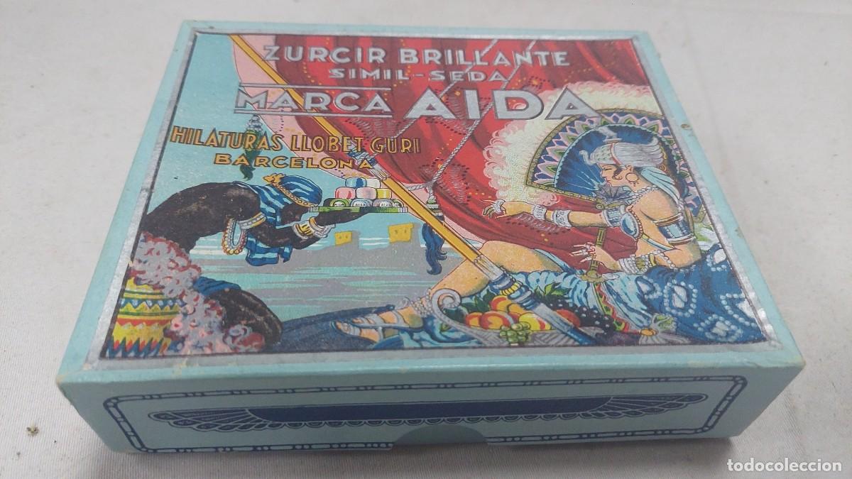 Cajas y cajitas met&aacute;licas: Antigua caja de hilos Aida a&ntilde;os 30