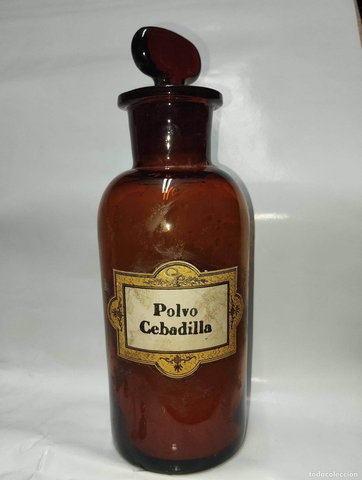 Cajas y cajitas met&aacute;licas: Frasco de farmacia cebadilla antigua