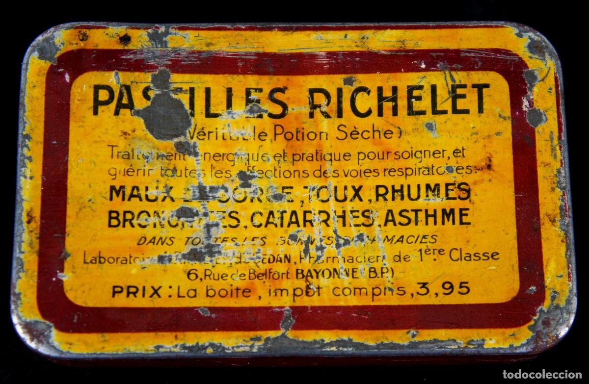 Caixas e caixinhas met&aacute;licas: Caja o lata met&aacute;lica de hojalata de pastillas medicinales &ldquo;Pastilles Richelet&rdquo;. Francesa