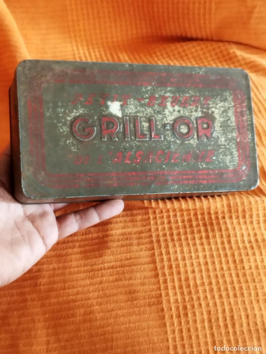 Cajas y cajitas met&aacute;licas: Antigua caja met&aacute;lica de hojalata galletas francesas, L'ALSACIENNE.