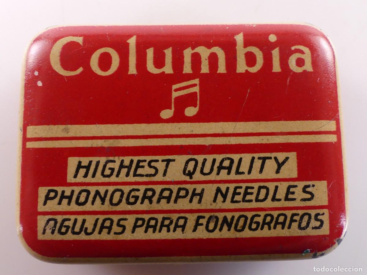 Cajas y cajitas met&aacute;licas: CAJA DE HOJALATA VACIA AGUJAS PARA GRAMOLAS COLUMBIA