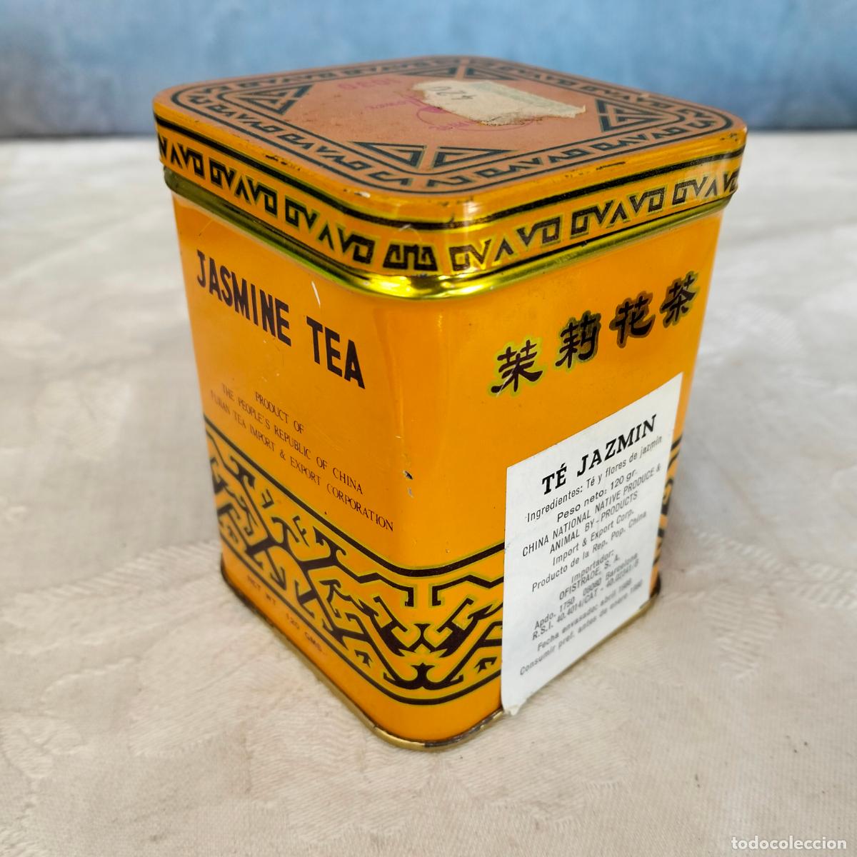 Caixas e caixinhas met&aacute;licas: Caja lata litografiada vintage de t&eacute; jazmin 120 gr a&ntilde;os 1988 80-90 metal met&aacute;licos