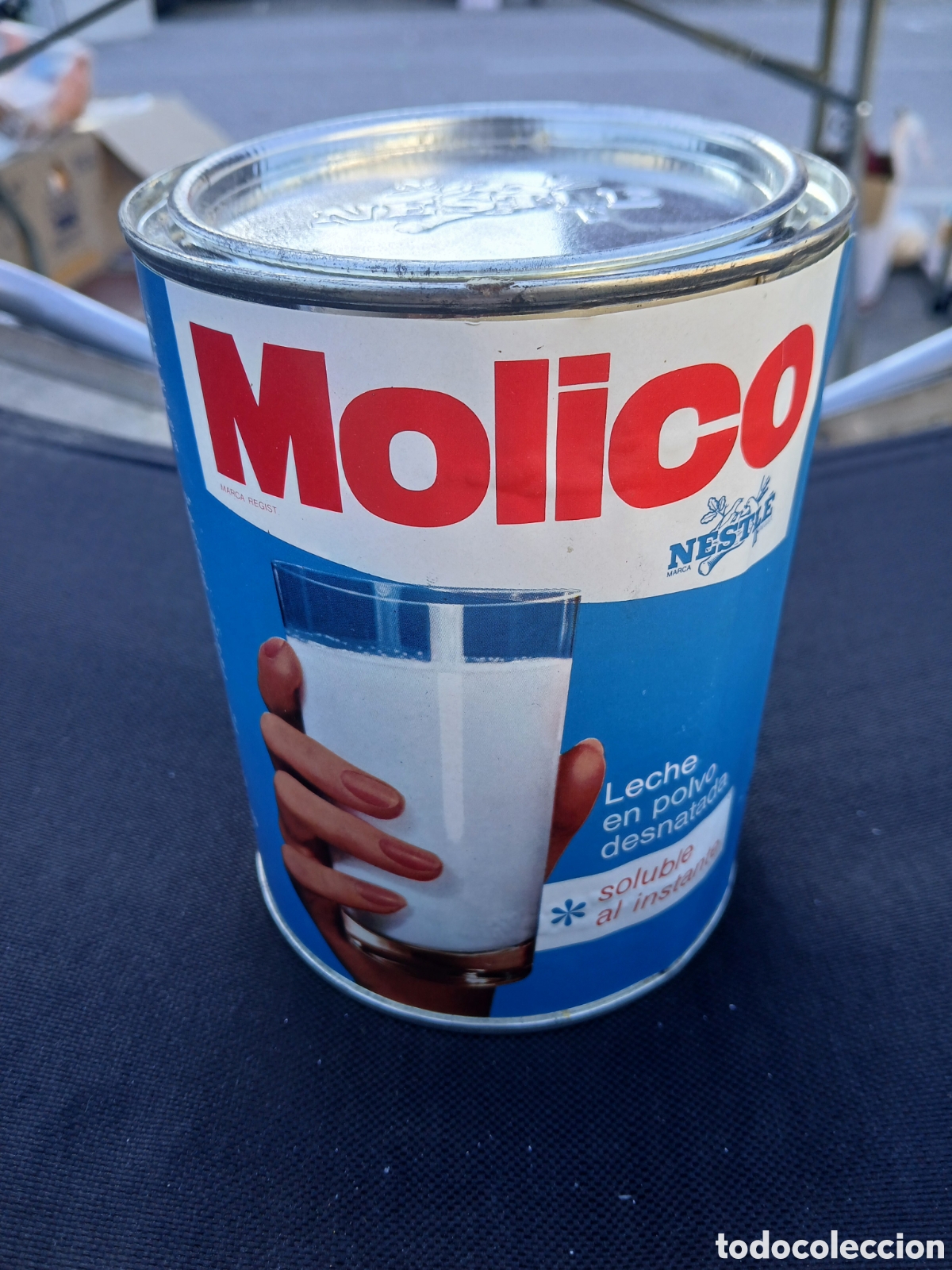 Cajas y cajitas met&aacute;licas: BOTE DE METAL LECHE MOLICO SIN ABRIR, A&Ntilde;OS 70.