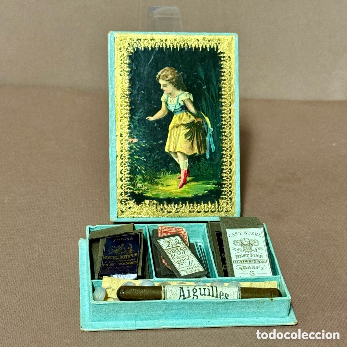Caixas e caixinhas met&aacute;licas: Caja de Agujas - Inglaterra - Ff. s. XIX