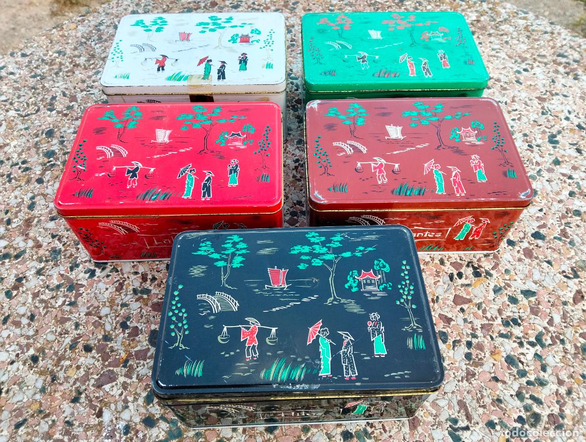 Caixas e caixinhas met&aacute;licas: Lote de 5 caja cajas de lata de la marca Cola Cao botiqu&iacute;n, botones, costura etc de los a&ntilde;os 60-70