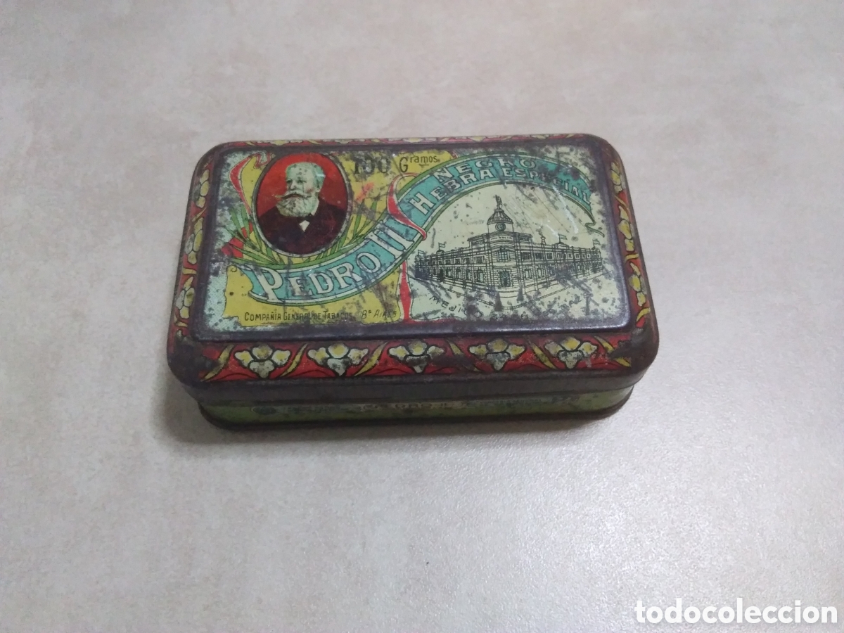 Cajas y cajitas met&aacute;licas: Caja de hojalata 100 g tabaco Negro Hebra Especial