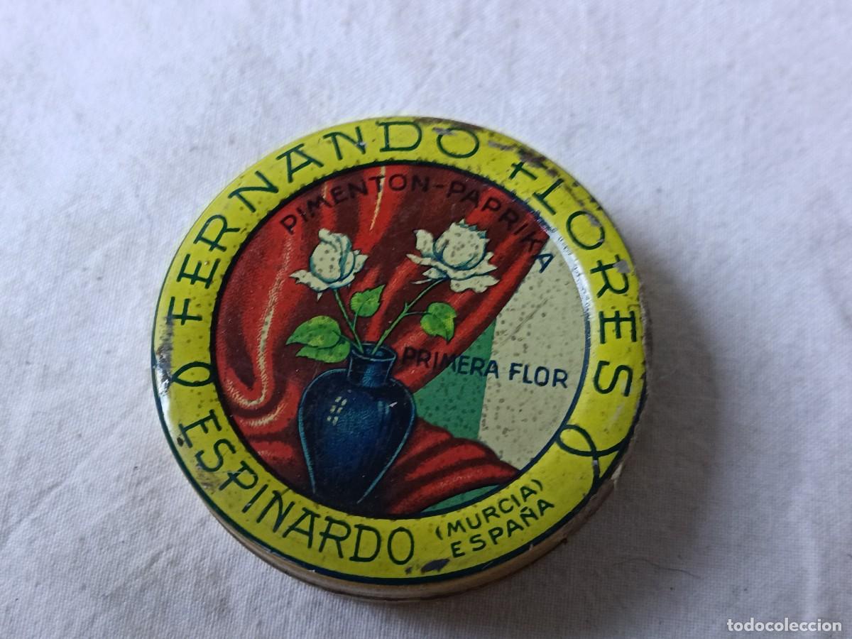 Blechdosen und Kisten: Antigua Caja de Lata Litografiada, Primera Flor, vac&iacute;a