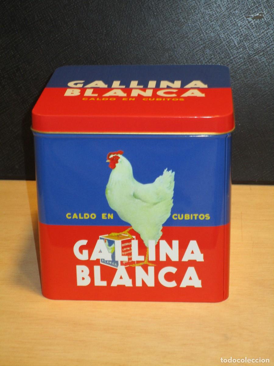 Blechdosen und Kisten: CAJA MET&Aacute;LICA GALLINA BLANCA REPRODUCCION DE LATAS CON HISTORIA CON SUCAJA -BIEM CONSERVADA