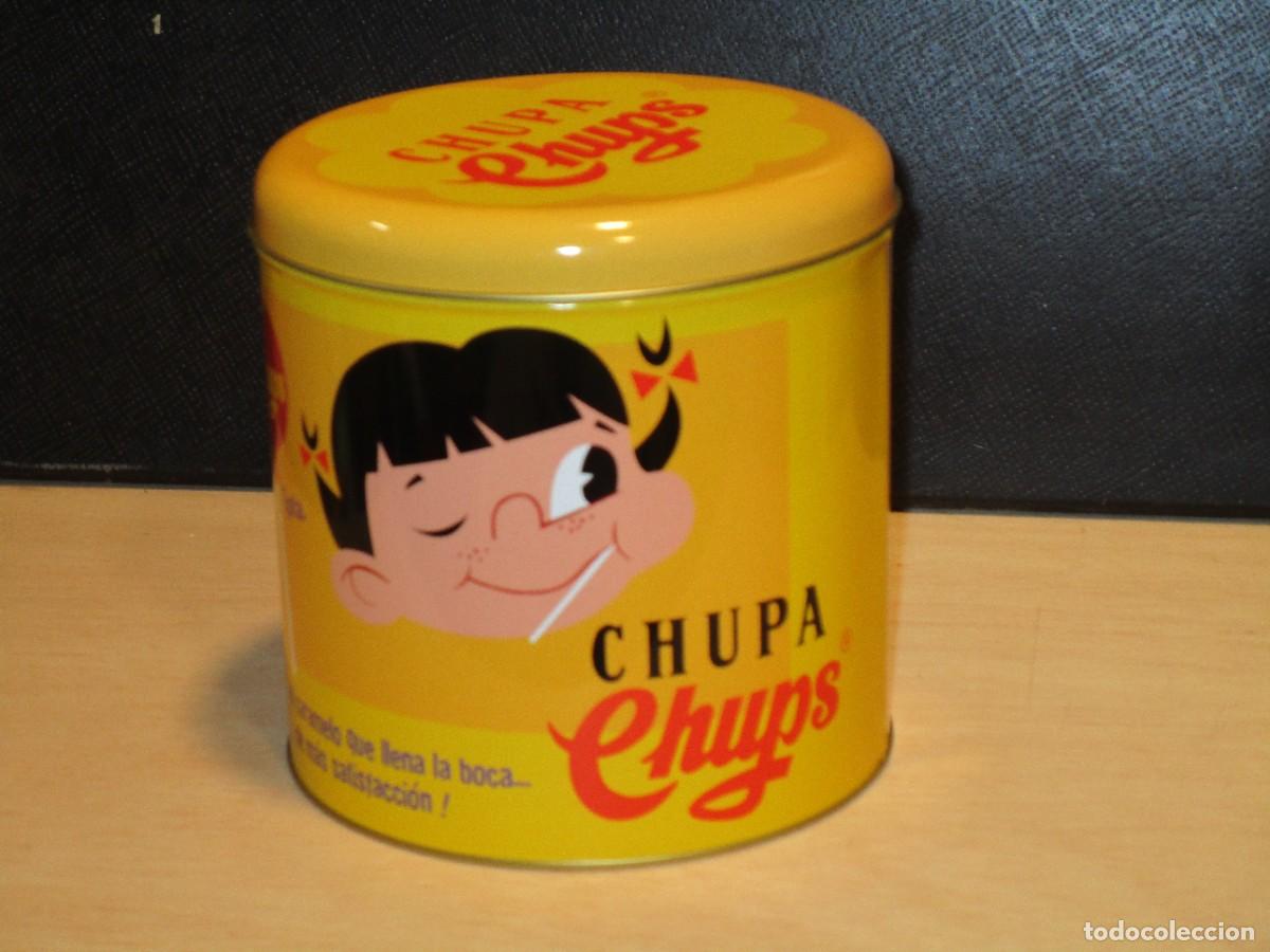 Boxes and metal boxes: -CAJA MET&Aacute;LICA-BOTE DE CHUPA CHUPS REPRODUCCION DE LATAS CON HISTORIA CON SU CAJA