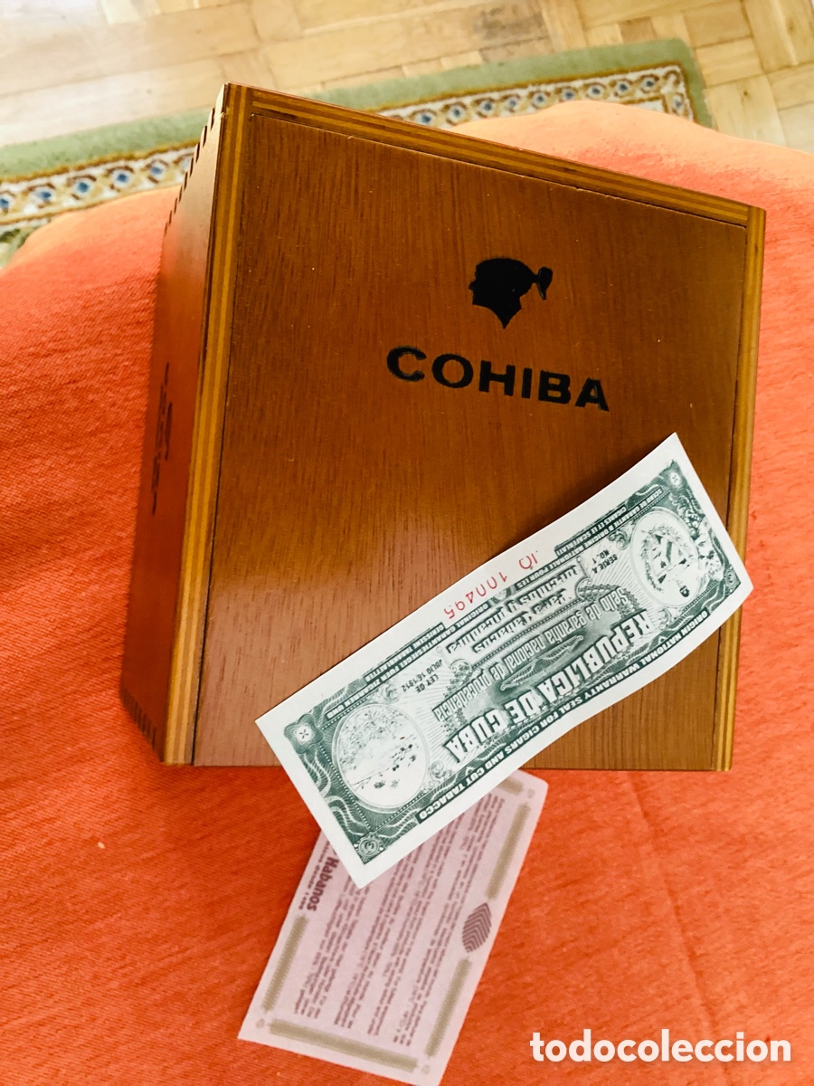 Caixas e caixinhas met&aacute;licas: Caja vac&iacute;a de puros Cohiba con cortapuros como regalo.