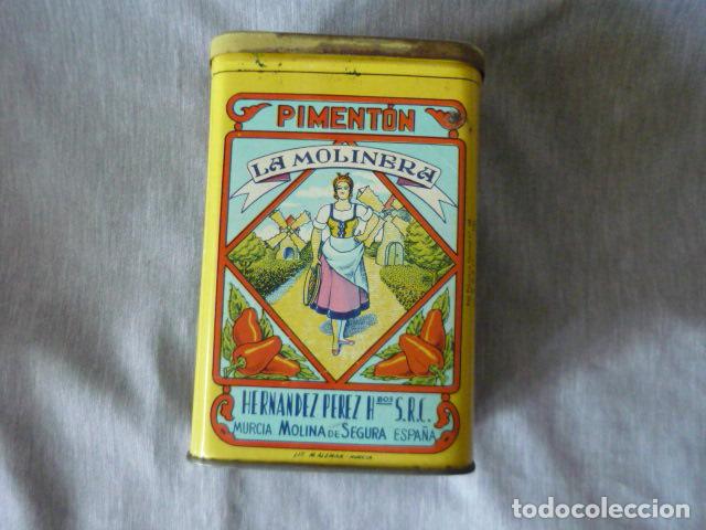 Cajas y cajitas met&aacute;licas: CAJA LATA PIMENTON LA MOLINERA MOLINA DE SEGURA MURCIA 11 X 9 X 16 CM
