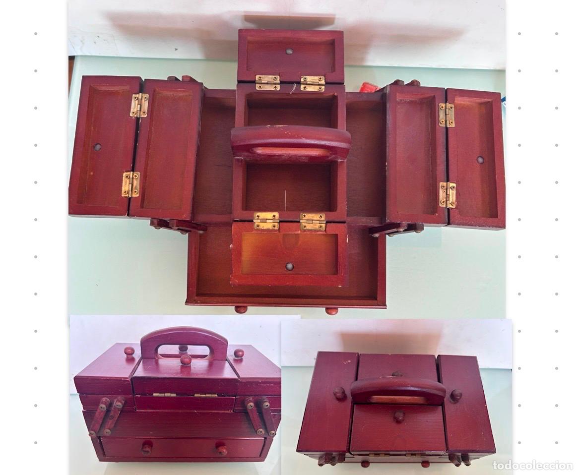 Cajas y cajitas met&aacute;licas: PRECIOSO COSTURERO MADERA - COMPARTIMENTOS ARTICULADOS-CAJA COSTURA
