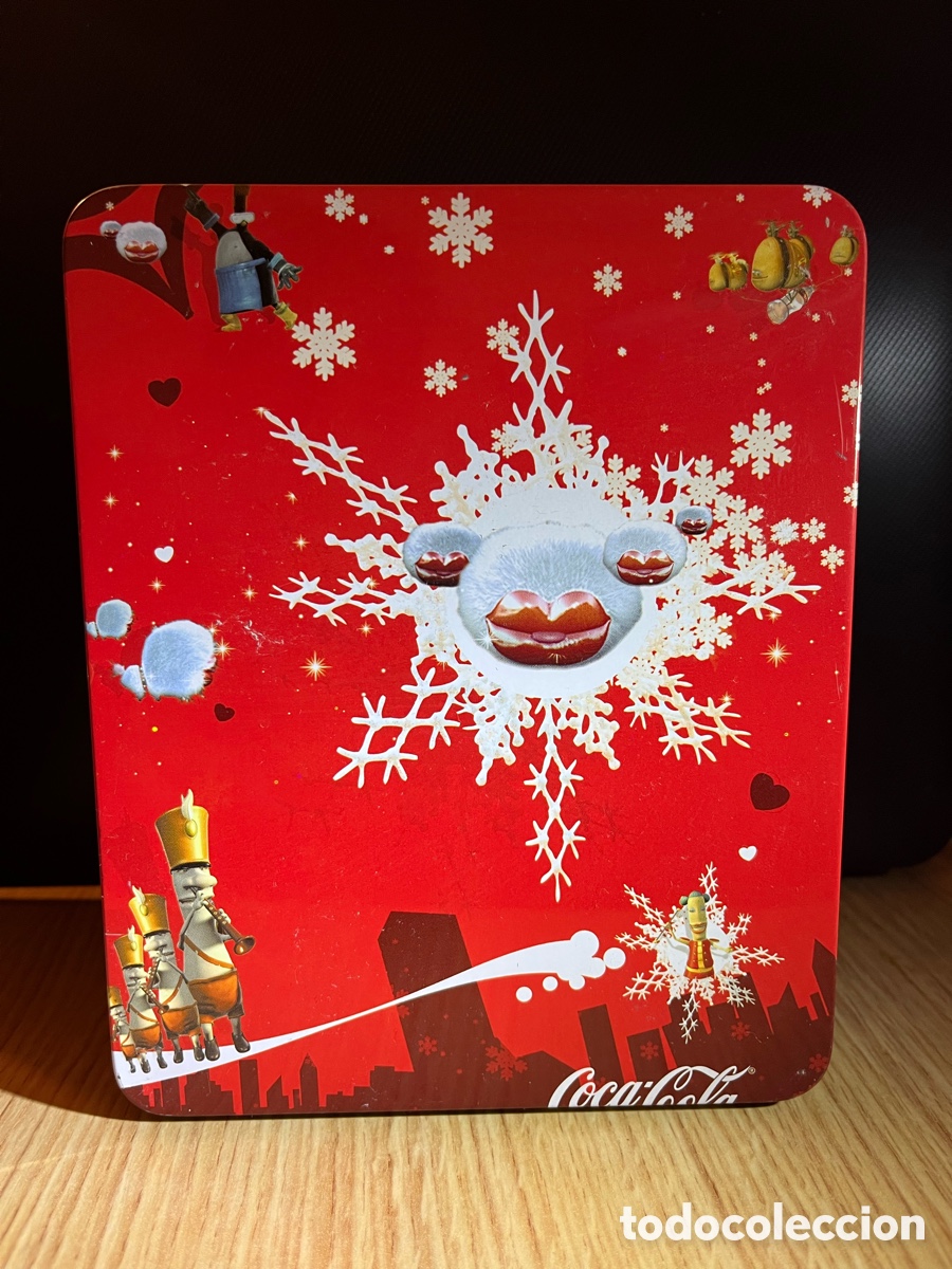 Cajas y cajitas met&aacute;licas: Caja met&aacute;lica COCA COLA. Roja. Invierno, nieve, navidad, soladados, trompeta, flauta