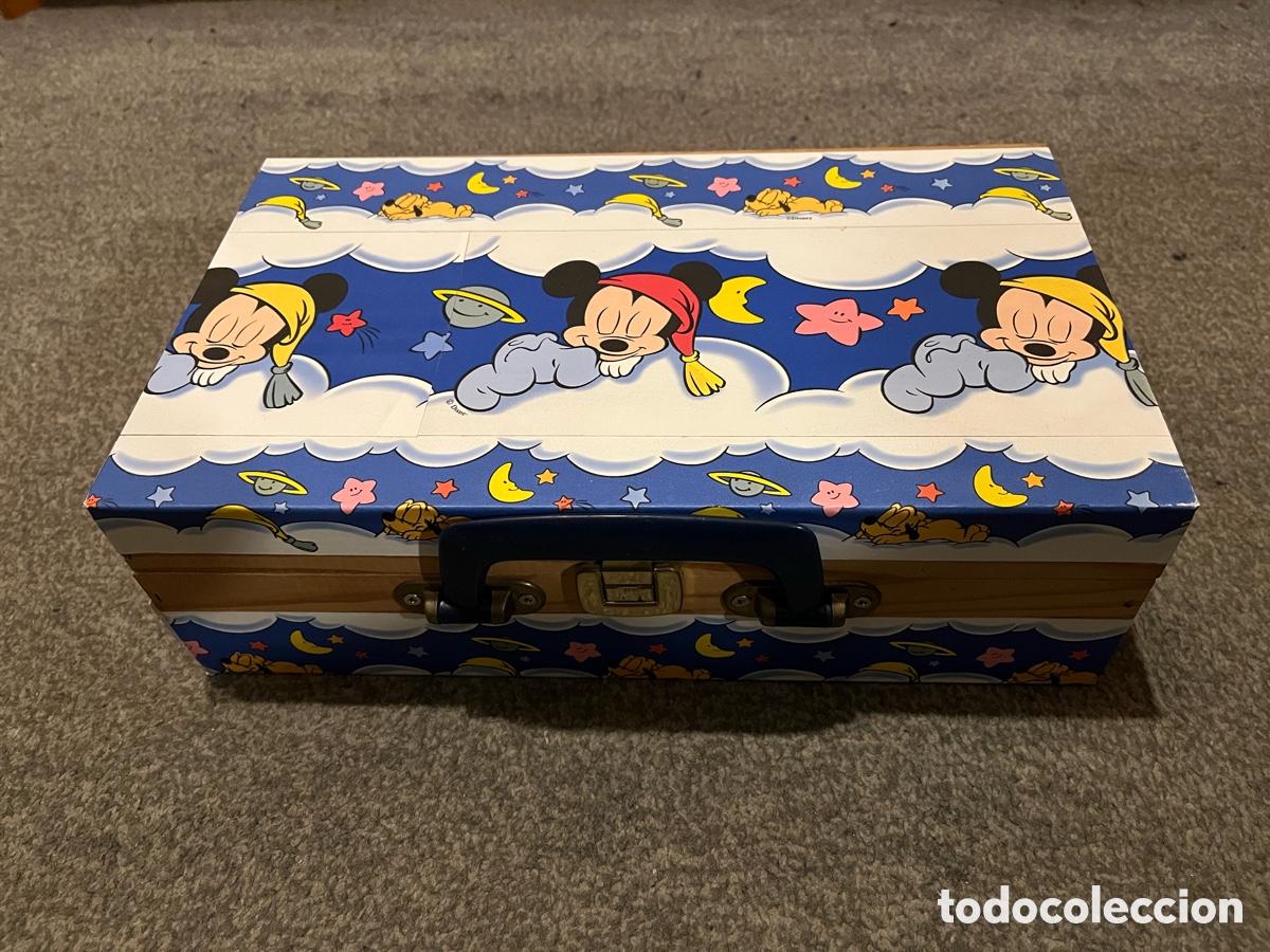 Cajas y cajitas met&aacute;licas: Malet&iacute;n / caja de vinos VINS FINS DE BORDEAUX. Madera forrada con papel Disney. Mickey Mouse, Pluto