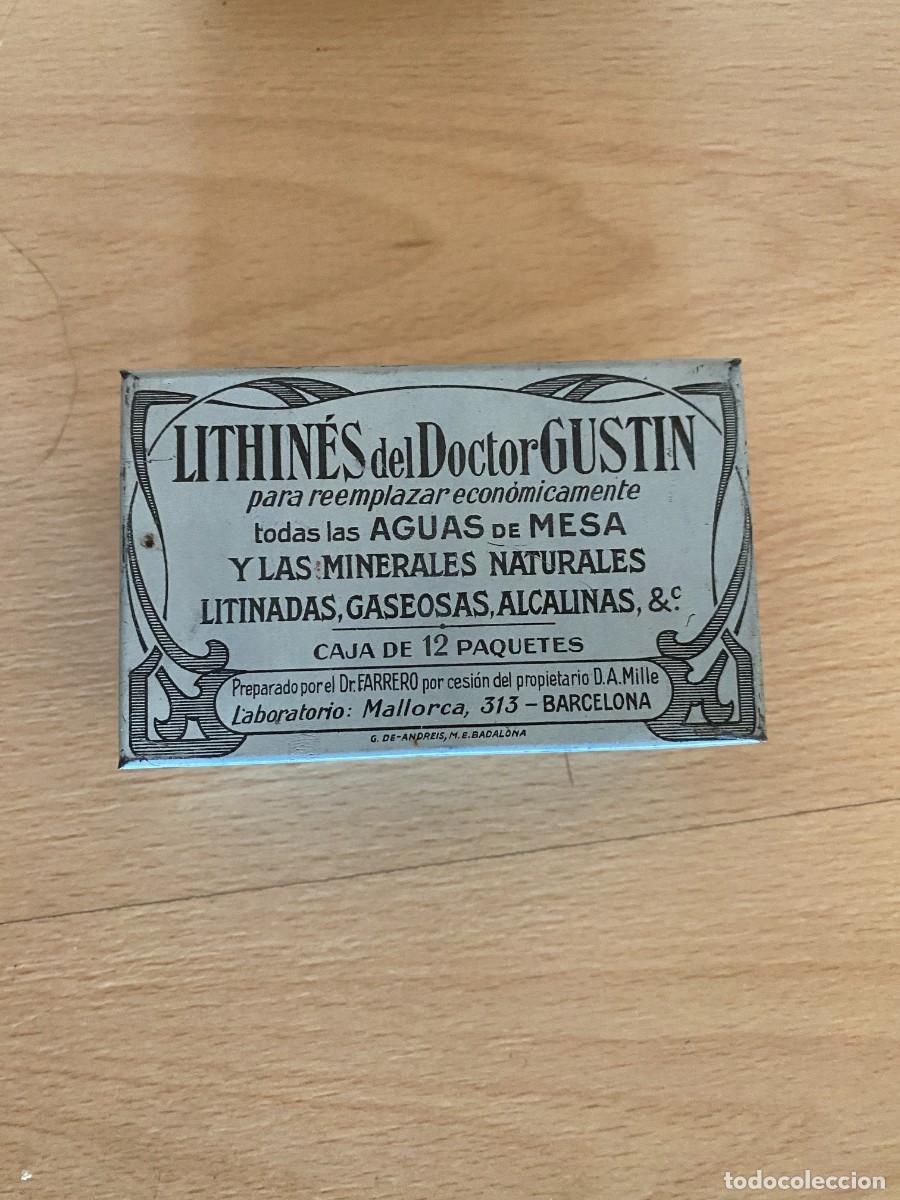 Cajas y cajitas met&aacute;licas: ANTIGUA LATA ART NOUVEAU CHAPA LITOGRAFIADA LITHINES DOCTOR GUSTIN