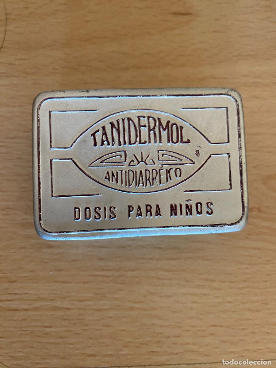 Blechdosen und Kisten: Antigua lata metal, garbada en relieve, sin estrenar, medicamento Tanidermol antidiarr&eacute;ico,