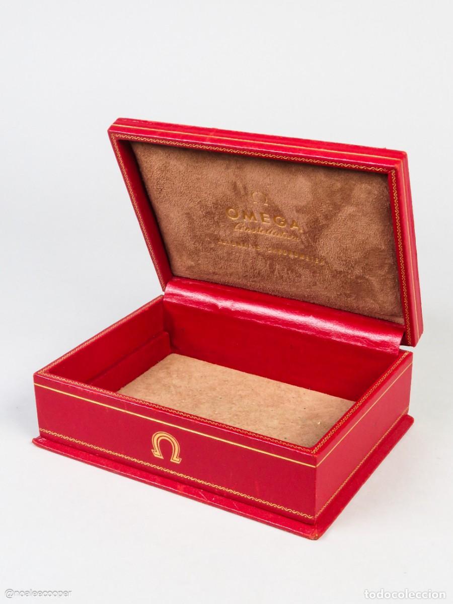 Cajas y cajitas met&aacute;licas: Estuche caja relojer&iacute;a original firma Omega Suiza finales siglo XX