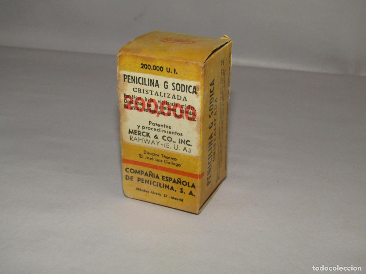 Cajas y cajitas met&aacute;licas: Antigua Caja Farmacia Medicina PENICILINA G S&Oacute;DICA 200.000 de MERCK, Compa&ntilde;&iacute;a Espa&ntilde;ola Penicilina