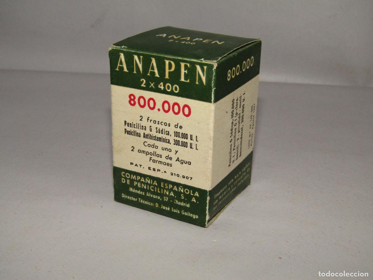Cajas y cajitas met&aacute;licas: Antigua Caja Farmacia Medicina ANAPEN 2x400 de Compa&ntilde;&iacute;a Espa&ntilde;ola de Penicilina A&ntilde;o 1960s.