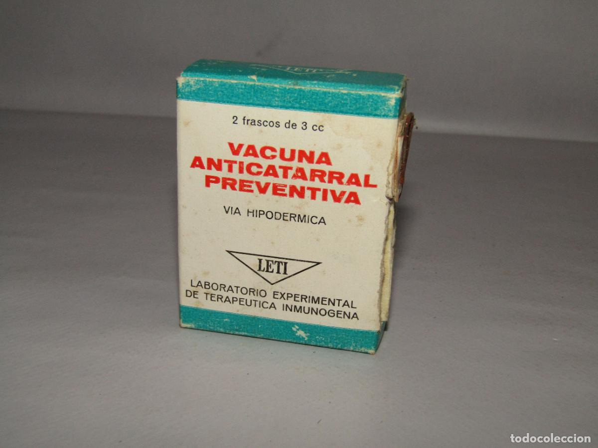 Cajas y cajitas met&aacute;licas: Antigua Caja Farmacia Medicina VACUNA ANTICATARRAL PREVENTIVA de LETI A&ntilde;o 1960s.