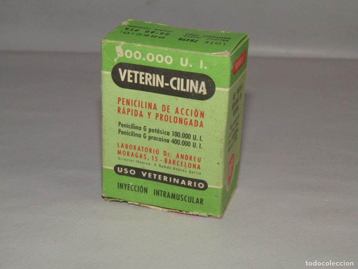 Cajas y cajitas met&aacute;licas: Antigua Caja Farmacia Medicina VETERIN-CILINA 500.000 U.L. de DIF - A&ntilde;o 1960s.