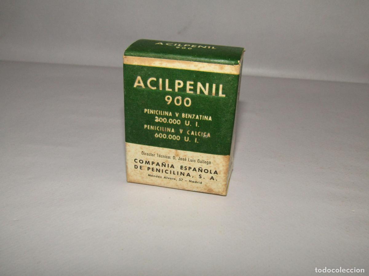 Cajas y cajitas met&aacute;licas: Antigua Caja Farmacia Medicina ACILPENIL 900 de Compa&ntilde;&iacute;a Espa&ntilde;ola de Penicilina - A&ntilde;o 1960s.