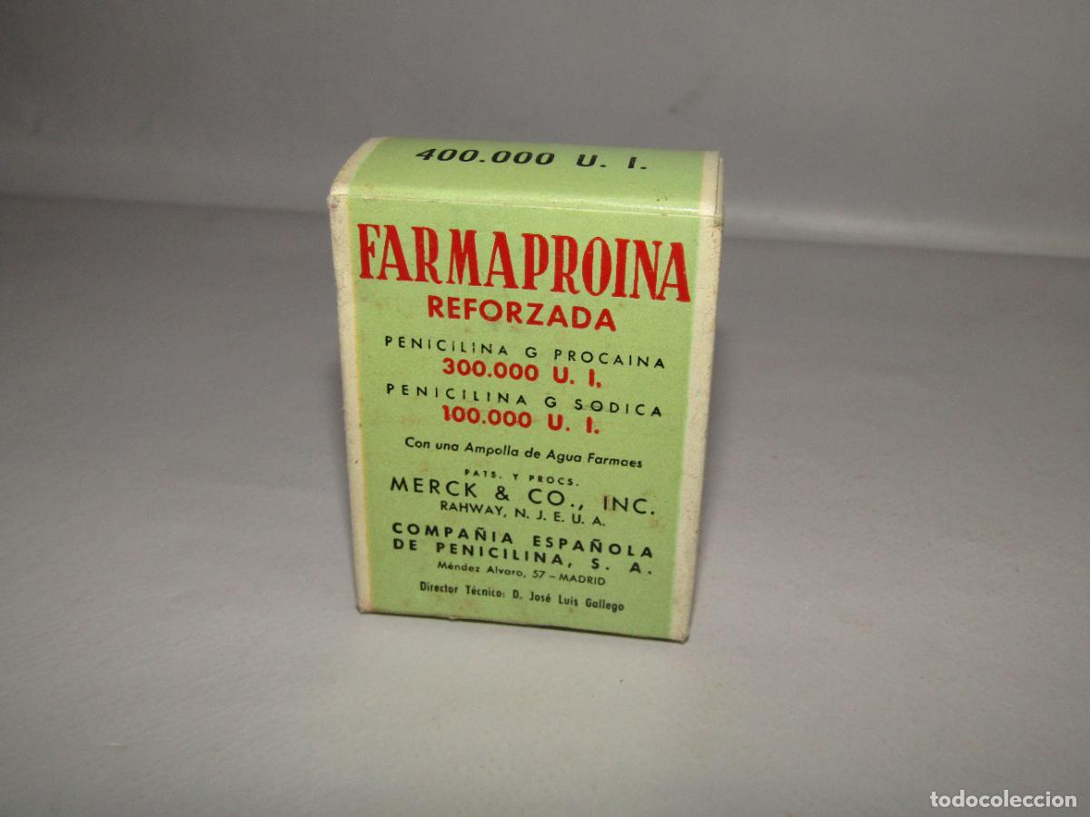 Cajas y cajitas met&aacute;licas: Antigua Caja Farmacia Medicina FARMAPROINA REFORZADA de Compa&ntilde;&iacute;a Espa&ntilde;ola de Penicilina - A&ntilde;o 1960s.
