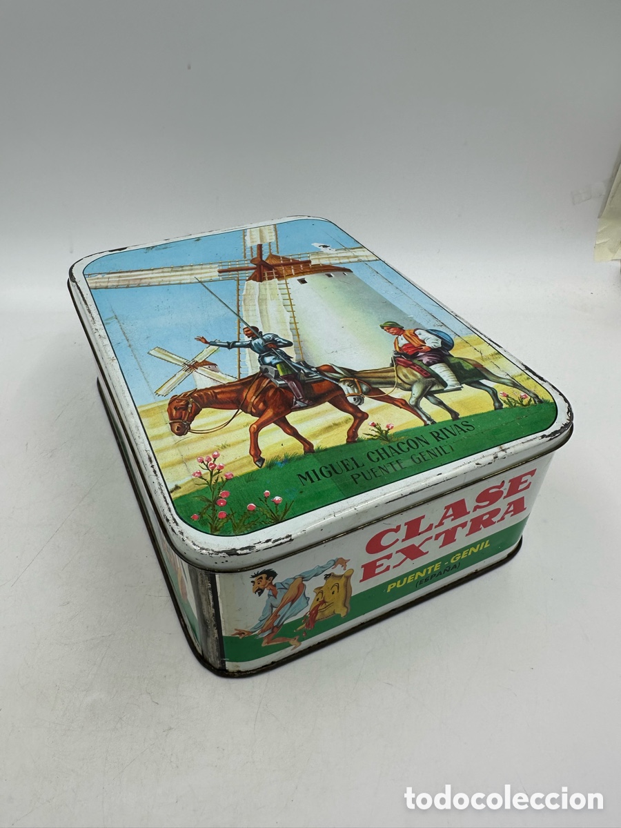 Cajas y cajitas met&aacute;licas: Antigua caja de lata - Quijote - dulce de membrillo- Puente Genil