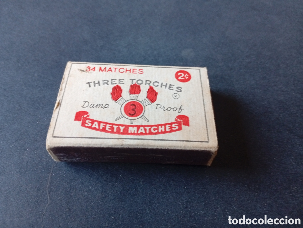 Cajas y cajitas met&aacute;licas: Caja de Cerillas three torches safety matches