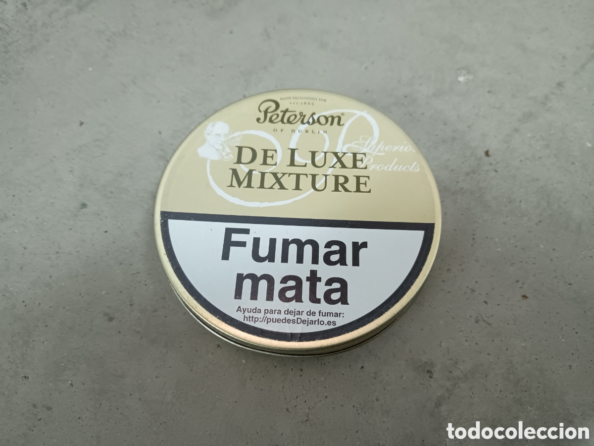 Cajas y cajitas met&aacute;licas: PETERSON - DE LUXE MIXTURE - CAJA DE TABACO DE PIPA - VAC&Iacute;A
