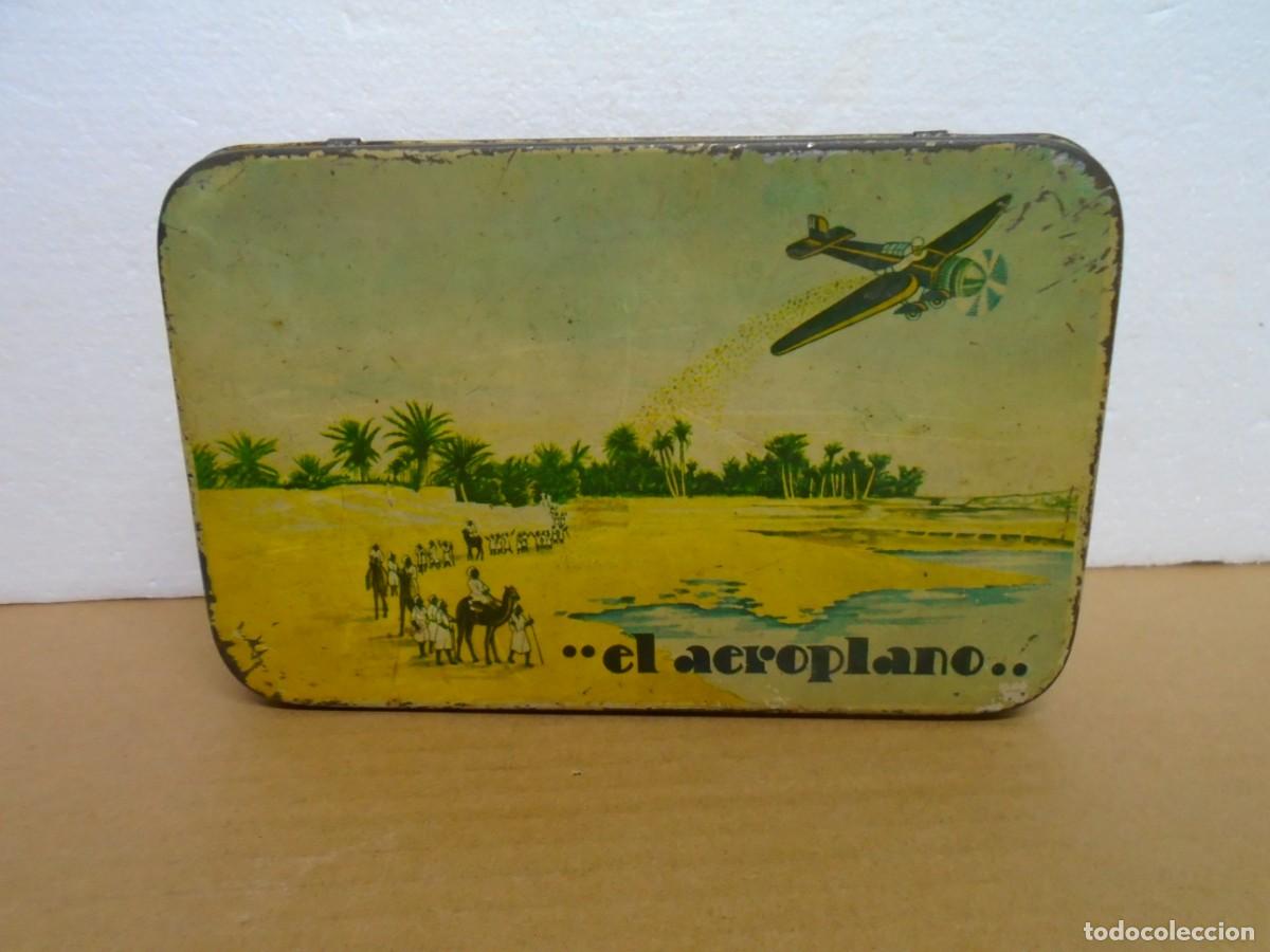 Cajas y cajitas met&aacute;licas: ANTIGUA LATA DE AZAFRAN&rdquo;EL AEROPLANO&rdquo;J.M.GOMEZ MIRA,NOVELDA(ALICANTE)