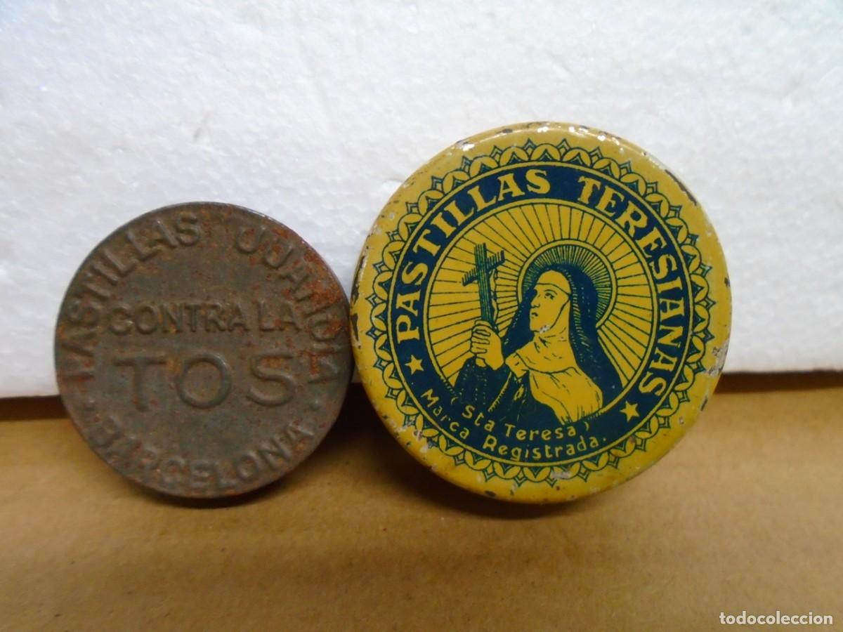 Cajas y cajitas met&aacute;licas: ANTIGUAS CAJITAS METALICAS DE PASTILLAS PARA LA TOS,MARCAS JUANOLA Y TERESIANAS.