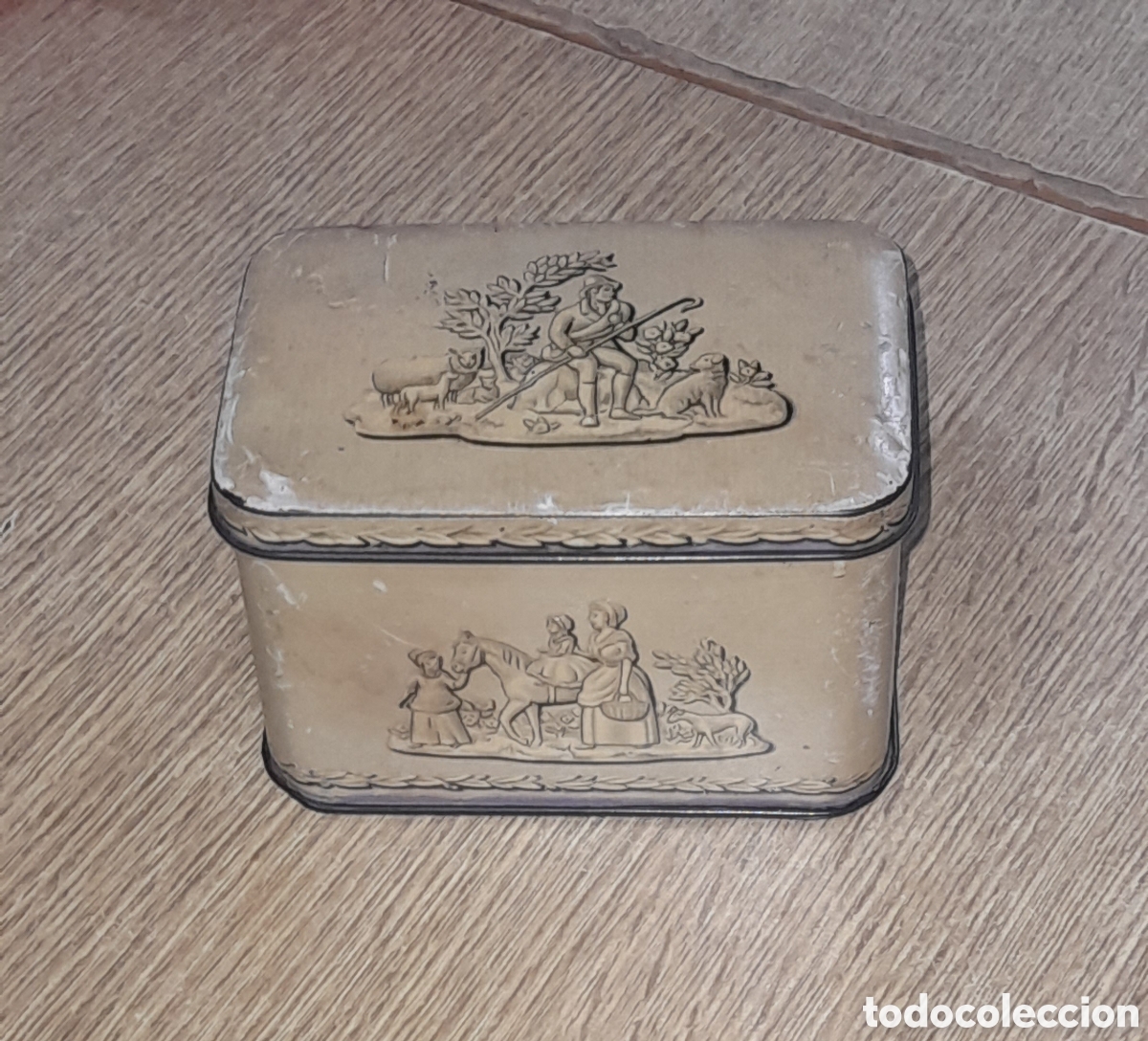 Cajas y cajitas met&aacute;licas: Lata antigua escena pastoril