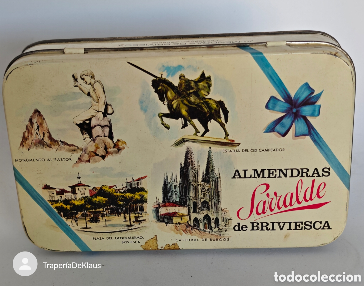 Cajas y cajitas met&aacute;licas: Antiguo Caja Met&aacute;lica - Almendras Sarralde - de Briviesca - 17,5 x 11 cm. x 4 cm. de altura - car240