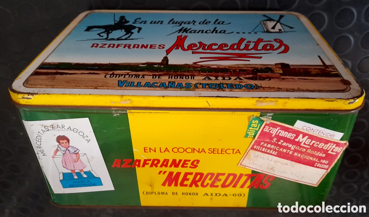 Cajas y cajitas met&aacute;licas: Lata Azafranes Merceditas Vintage 1969