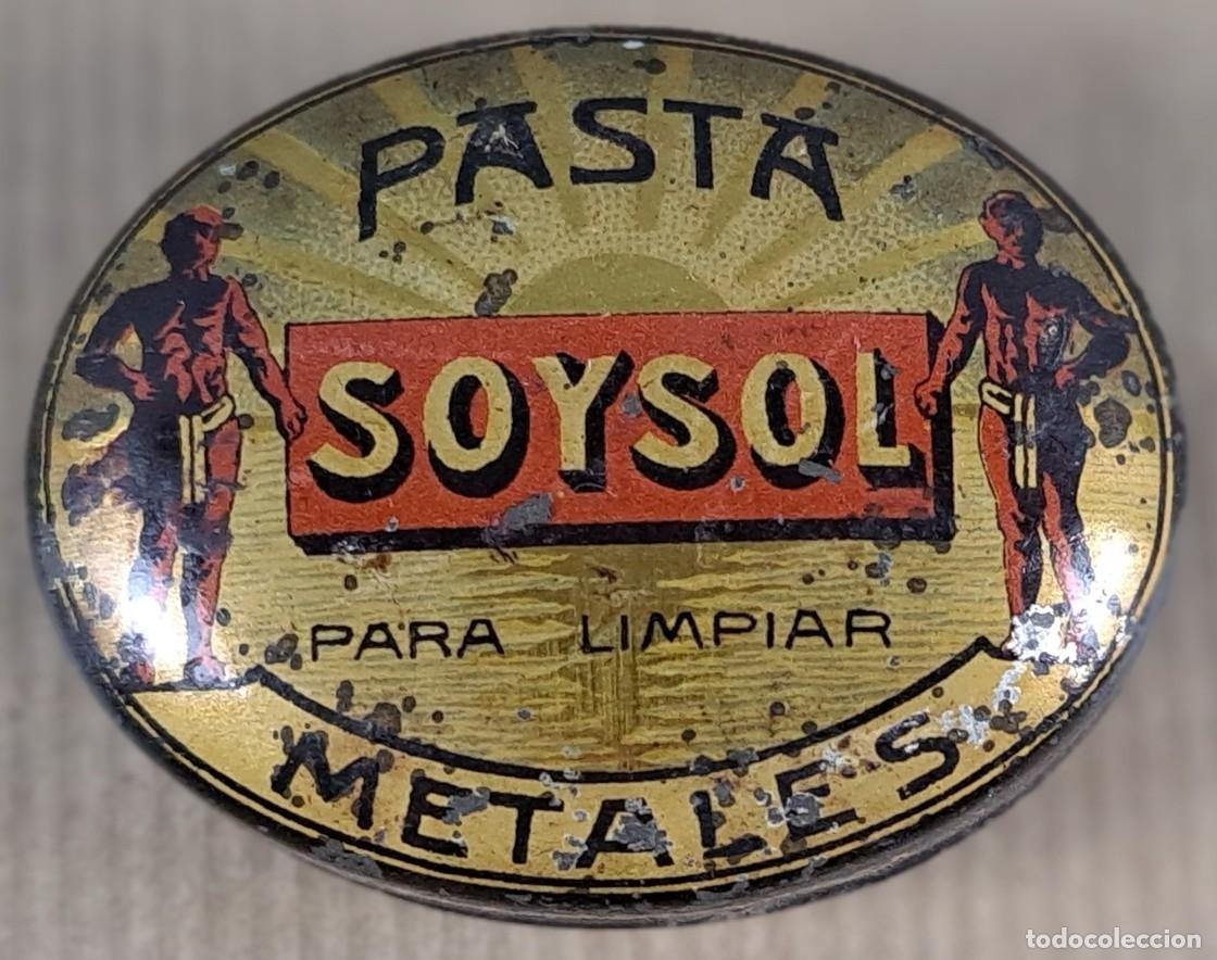 Cajas y cajitas met&aacute;licas: Cajita met&aacute;lica &ldquo;SOYSOL&rdquo; &ndash; pasta para limpiar metales &ndash; a&ntilde;os 1930‑1950