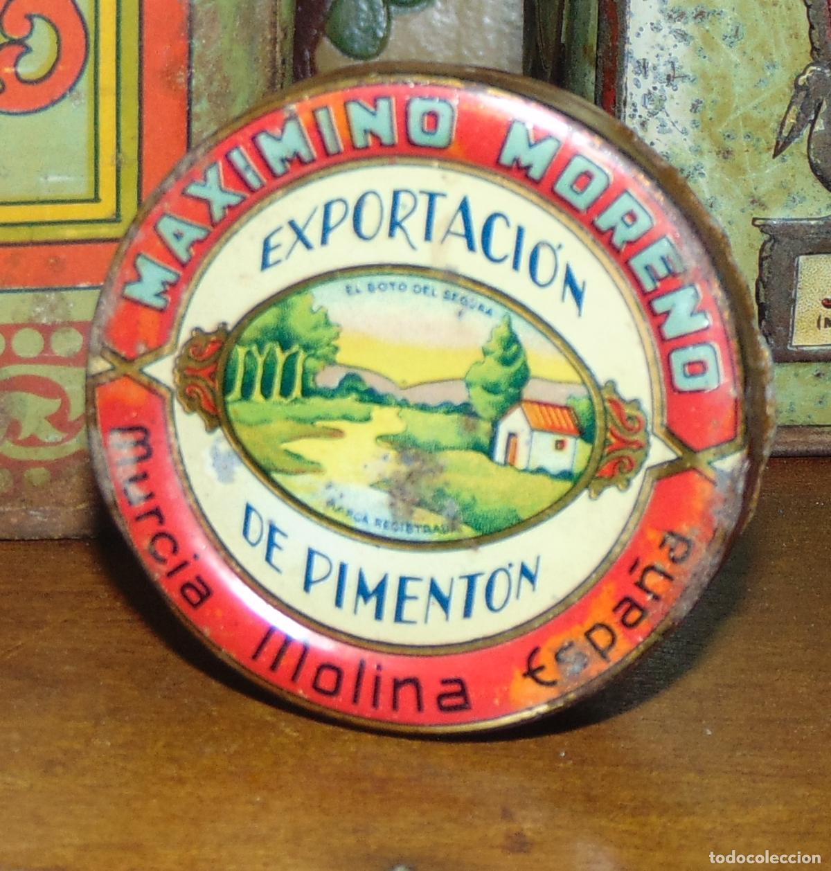 Cajas y cajitas met&aacute;licas: RARA CAJITA DE PIMENTON MAXIMINO MORENO , MURCIA MOLINA