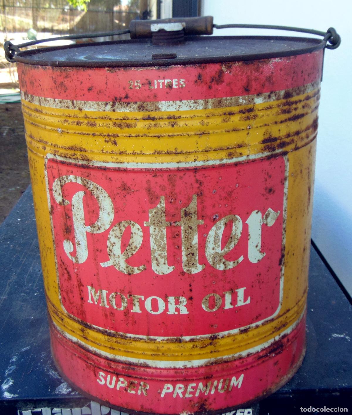 Cajas y cajitas met&aacute;licas: GRAN LATA DE ACEITE DE MOTOR, PETTER . MOTOR OIL 25 LITROS