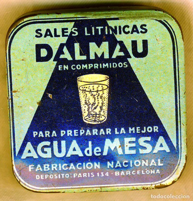 Cajas y cajitas met&aacute;licas: CAJA MET&Aacute;LICA 6,3 X6,3 X 2,2 CMS. -SALES LITINICAS DALMAU.- AGUA DE MESA.-FABRICACI&Oacute;N NACIONAL.-
