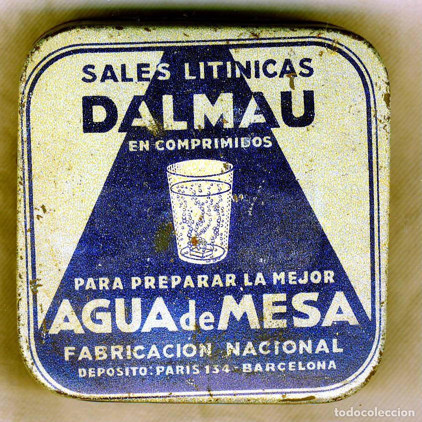 Cajas y cajitas met&aacute;licas: CAJA MET&Aacute;LICA 6,3 X6,3 X 2,2 CMS. -SALES LITINICAS DALMAU.- AGUA DE MESA.-FABRICACI&Oacute;N NACIONAL.-