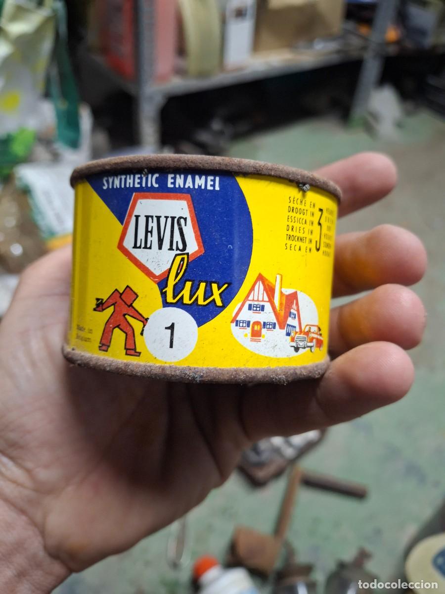 Cajas y cajitas met&aacute;licas: Antigua lata pintura sint&eacute;tica enamel Levis Lux